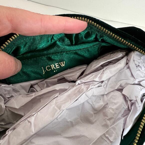 NEW JCrew Women's Velvet Emerald Green Double Knot Hobo Hand Bag in Old Forest - Picture 6 of 9
